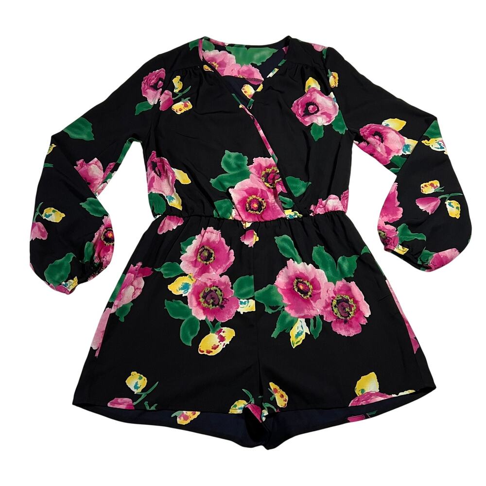 Women's V-Neck Floral Print Playsuit Romper Size S Festival Boho Bloomcore